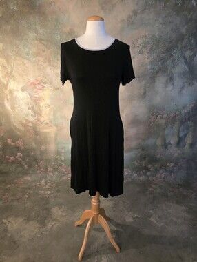 Lamiu Little Black Tshirt Dress Grey Accent Trim S